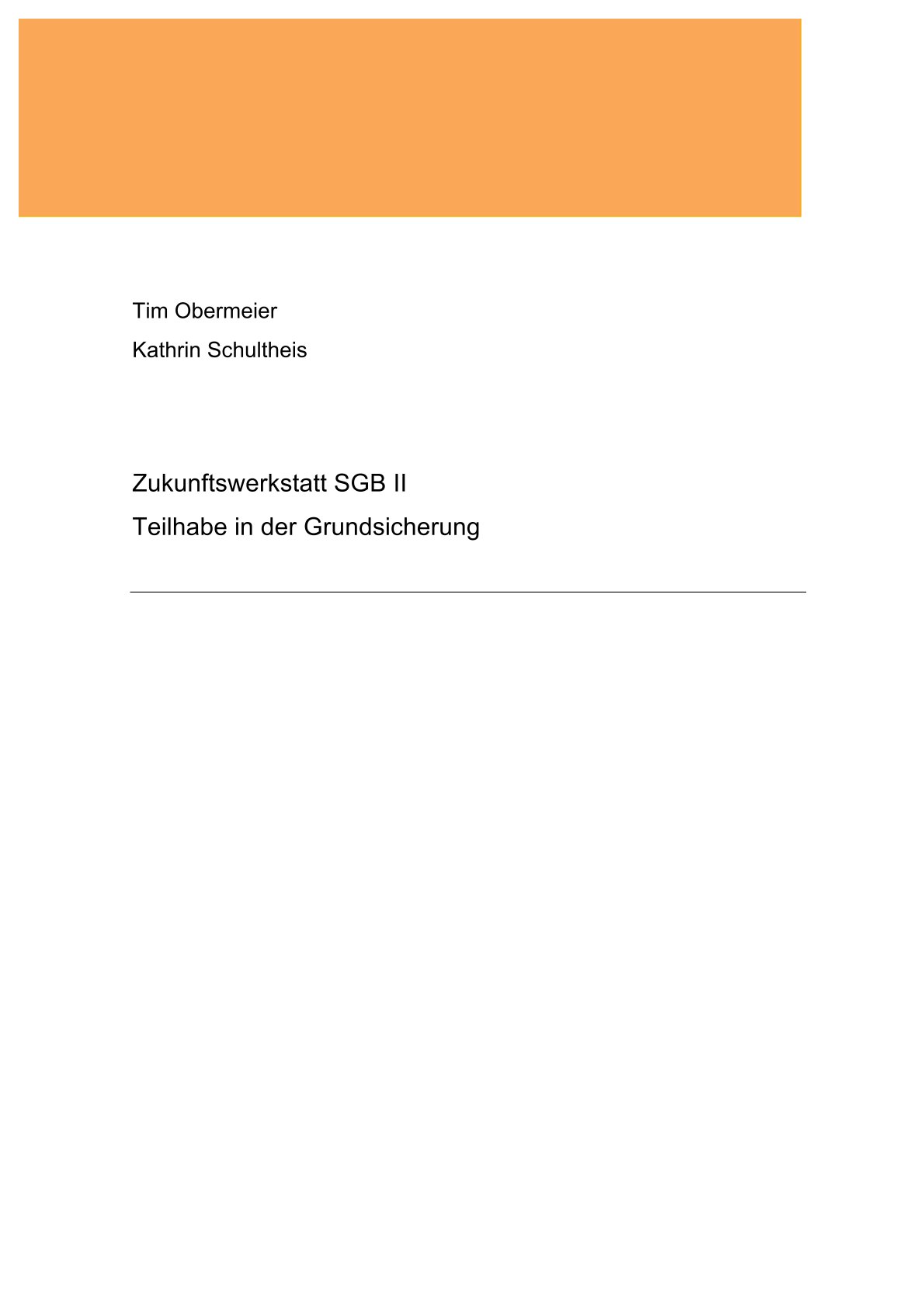 Cover Bericht Zukunftswerkstatt SGB II